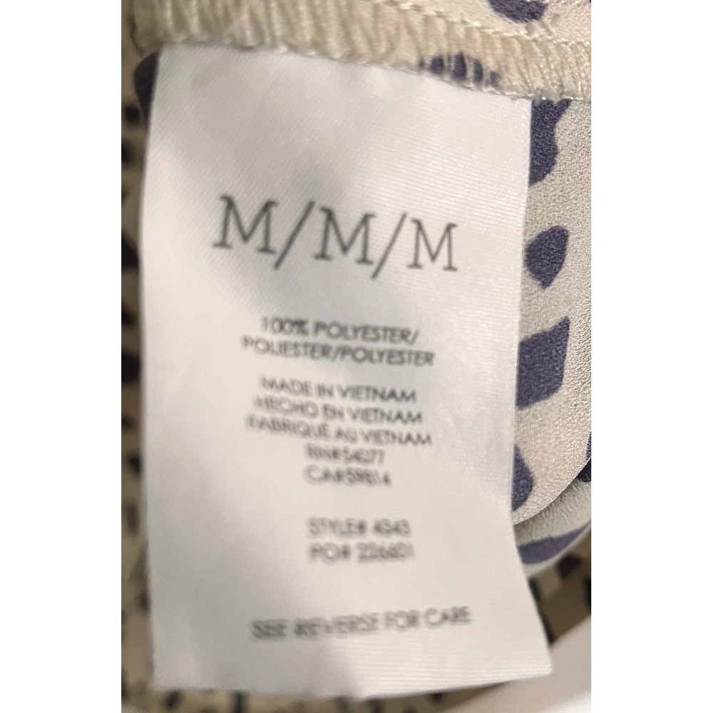 Cabi Meow Top #4343 Off White Blue Purple Print Blouse Size M Spotted - Picture 9 of 11